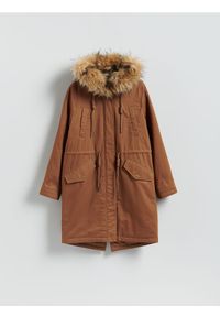 Reserved - Bawełniana parka z kieszeniami - miedziany. Kolor: brązowy. Materiał: bawełna