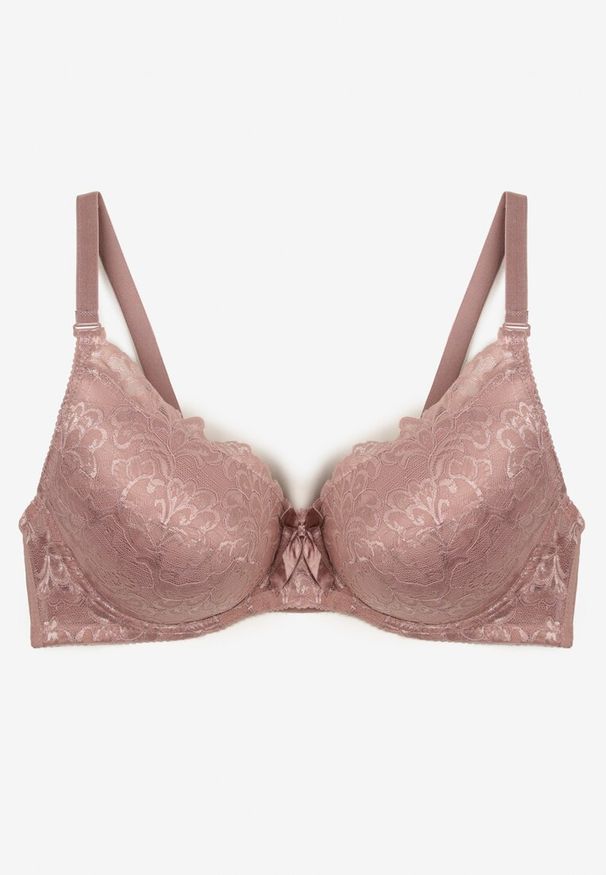 Renee - Ciemnoróżowy Koronkowy Biustonosz Full-Cup z Regulowanymi Ramiączkami Kristianna. Kolor: różowy. Materiał: koronka. Wzór: koronka
