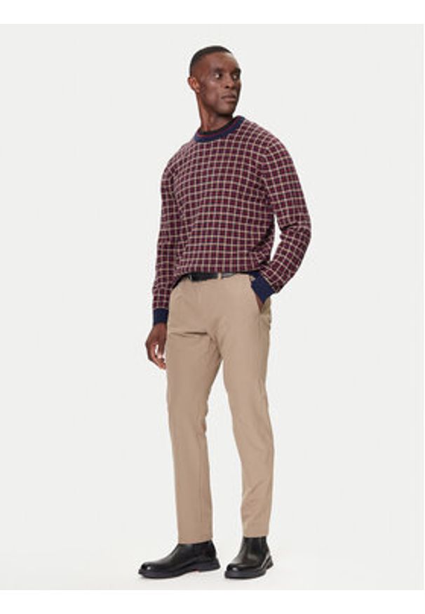 GANT - Gant Sweter 8050253 409 Bordowy Regular Fit. Kolor: czerwony. Materiał: bawełna