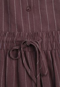 Renee - Brązowy Komplet z Wiskozy i Lnu w Delikatne Prążki Koszula i Spodnie Wide Leg Cliffesa. Kolor: brązowy. Materiał: wiskoza, len. Wzór: prążki #7