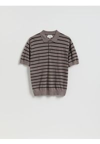 Reserved - Wełniana koszulka polo - brązowy. Typ kołnierza: polo. Kolor: brązowy. Materiał: wełna #1