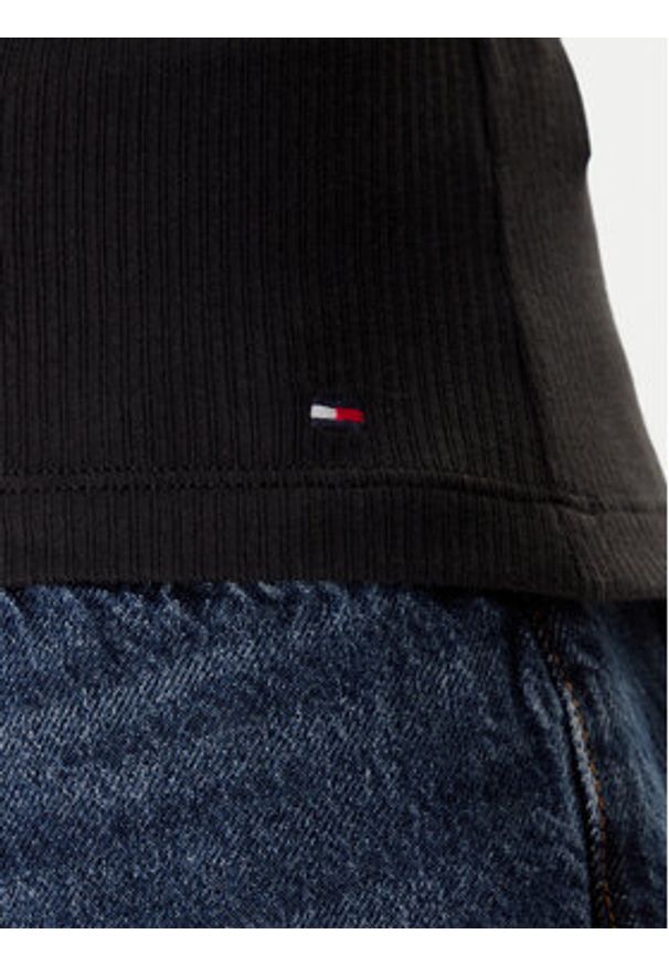 TOMMY HILFIGER - Tommy Hilfiger Bluzka UW0UW06071 Czarny Slim Fit. Kolor: czarny. Materiał: bawełna