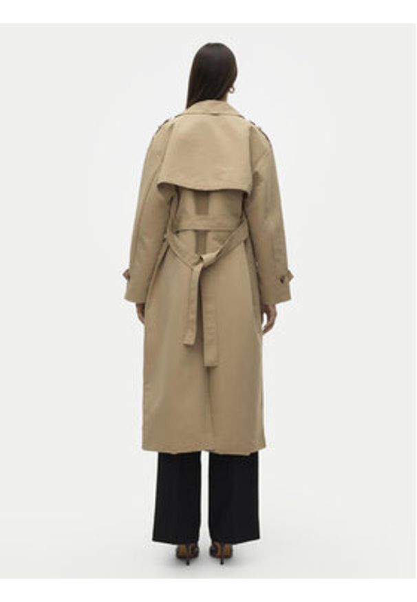 Vero Moda Trencz Chloe 10300263 Beżowy Regular Fit. Kolor: beżowy. Materiał: syntetyk