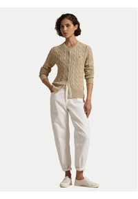 Polo Ralph Lauren Kardigan 211891643021 Beżowy Slim Fit. Typ kołnierza: polo. Kolor: beżowy. Materiał: bawełna
