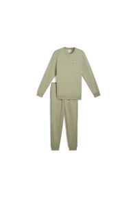 Puma - Męski dres Essentials Elevated PUMA. Kolor: zielony. Materiał: dresówka. Sport: fitness #1