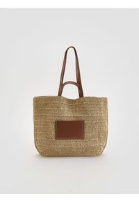 Reserved - Pleciona torebka shopper - brązowy. Kolor: brązowy #1