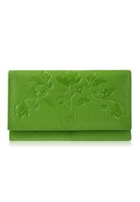 Portfel skórzany PAOLO PERUZZI T-45-GR zielony. Kolor: zielony. Materiał: skóra. Wzór: kwiaty #1