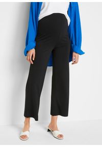 bonprix - Spodnie ciążowe culotte z paskiem na brzuch. Kolekcja: moda ciążowa. Kolor: czarny. Materiał: wiskoza. Styl: elegancki #1