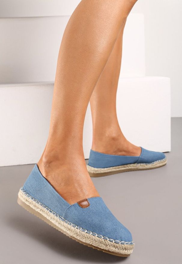 Renee - Niebieskie Płaskie Casualowe Espadryle w Stylu Boho Lephea. Okazja: na co dzień. Zapięcie: bez zapięcia. Kolor: niebieski. Materiał: len. Sezon: lato. Styl: casual, boho