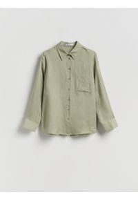 Reserved - Koszula z lnem - jasnozielony. Kolor: zielony. Materiał: len