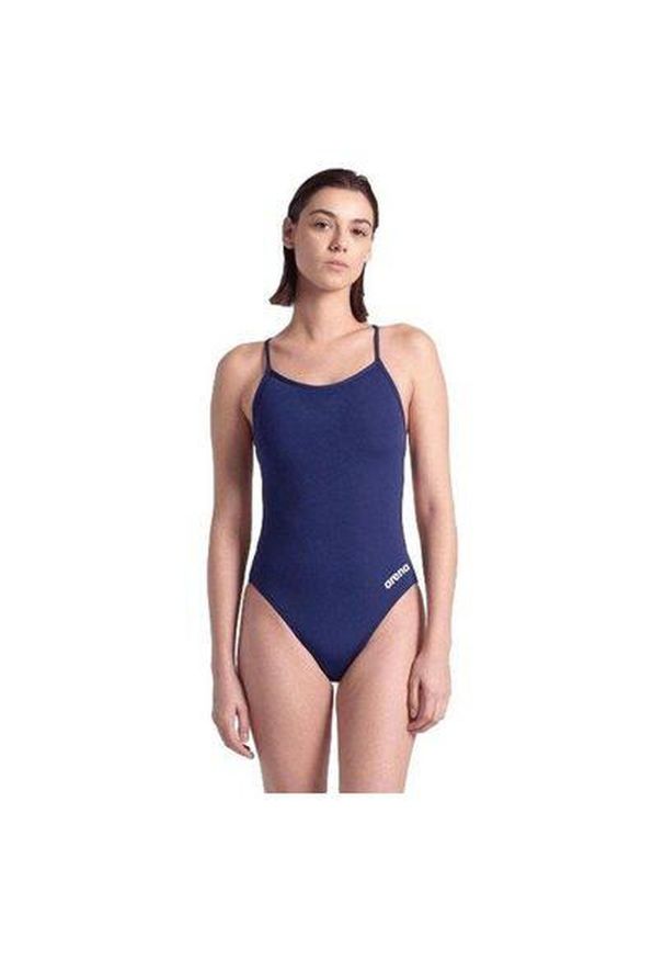 Kostium kąpielowy jednoczęściowy z koronkowym tyłem dla kobiet Arena Solide. Kolor: niebieski, biały, wielokolorowy. Materiał: koronka