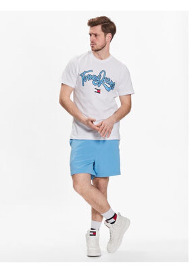 Tommy Jeans Szorty sportowe DM0DM16330 Błękitny Regular Fit. Kolor: niebieski. Materiał: bawełna. Styl: sportowy