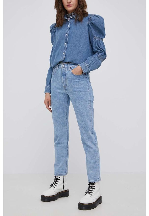 Levi's® - Levi's Jeansy 501 CROP damskie high waist. Okazja: na spotkanie biznesowe. Stan: podwyższony. Kolor: niebieski. Styl: biznesowy