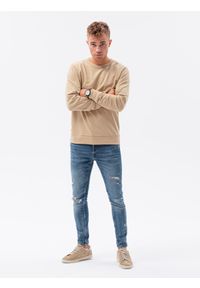 Ombre Clothing - Bluza męska bez kaptura - żółta V4 - Rozmiar: S. Typ kołnierza: bez kaptura. Kolor: żółty. Materiał: jeans, poliester, bawełna. Styl: klasyczny, elegancki #6