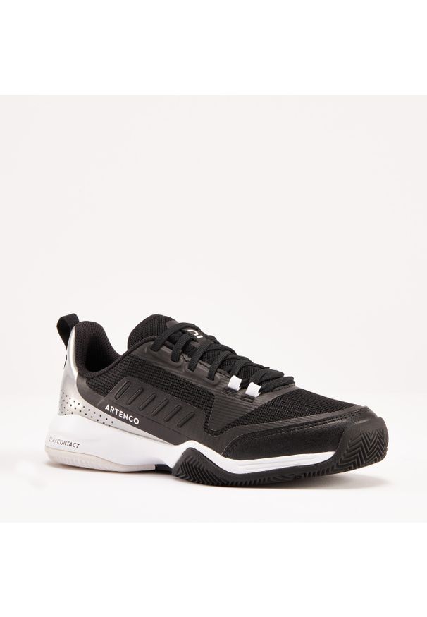ARTENGO - Buty do tenisa dla dzieci Artengo TS500 Fast Clay sznurowane na mączkę ceglaną. Kolor: biały, czarny, wielokolorowy. Materiał: kauczuk, materiał. Szerokość cholewki: szeroka. Sport: tenis