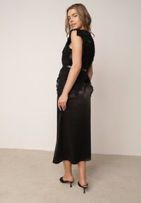 Born2be - Czarny Elegancki Komplet z Bawełny i Wiskozy Koronkowa Bluzka i Sukienka Ocethea. Kolor: czarny. Materiał: wiskoza, bawełna, koronka #3