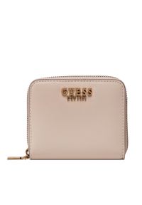 Guess Mały Portfel Damski Laurel Slg Small Zip Around SWVB85 00370 Beżowy. Kolor: beżowy. Materiał: skóra