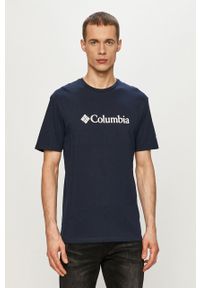 columbia - Columbia t-shirt męski kolor granatowy 1680053-014. Okazja: na co dzień. Kolor: niebieski. Materiał: bawełna. Wzór: nadruk. Styl: casual