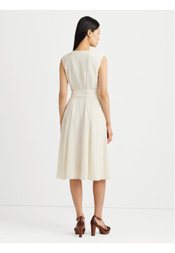 Lauren Ralph Lauren Sukienka codzienna 250926638001 Écru Regular Fit. Okazja: na co dzień. Materiał: syntetyk. Typ sukienki: proste. Styl: casual