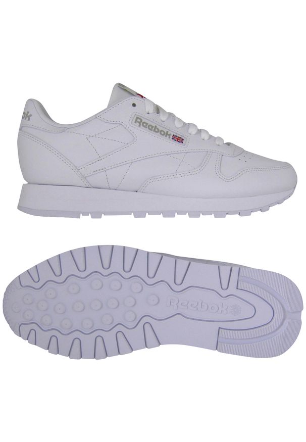 Buty do chodzenia męskie Reebok Classic Leather. Kolor: biały. Materiał: skóra, materiał. Szerokość cholewki: normalna. Model: Reebok Classic. Sport: turystyka piesza