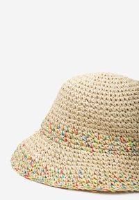 Born2be - Jasnobeżowy Pleciony Kapelusz Typu Bucket z Ozdobnymi Nitkami Alivena. Kolor: beżowy. Materiał: len, materiał, jeans. Sezon: lato, wiosna. Styl: casual
