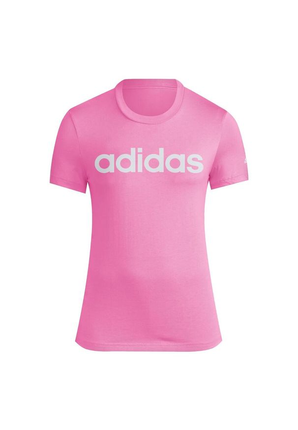 Adidas - T-shirt damski z logo adidas Essentials. Kolor: różowy, biały, wielokolorowy. Sport: taniec, joga i pilates