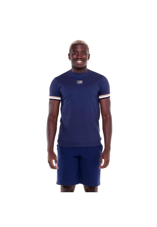 LEONE 1947 APPAREL - Męska koszulka w odcieniach ziemi. Kolor: niebieski. Materiał: tkanina. Sport: fitness