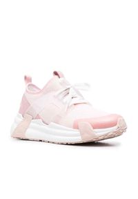 MONCLER - Różowe sneakersy Lunarove. Zapięcie: sznurówki. Kolor: biały. Materiał: guma, materiał #4