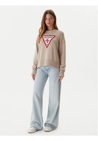 Guess Jeans Sweter W4BR12 Z3HM1 Beżowy Relaxed Fit. Kolor: beżowy. Materiał: bawełna #5