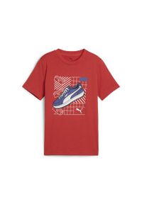 Puma - Młodzieżowa koszulka Graphics IV PUMA Red Fire. Kolor: czerwony. Materiał: guma. Wzór: nadruk #2