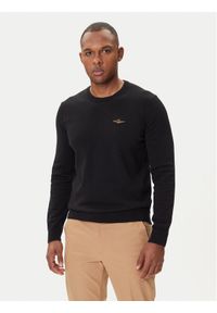Aeronautica Militare Sweter 252MA1611UL00506 Czarny Regular Fit. Kolor: czarny. Materiał: bawełna