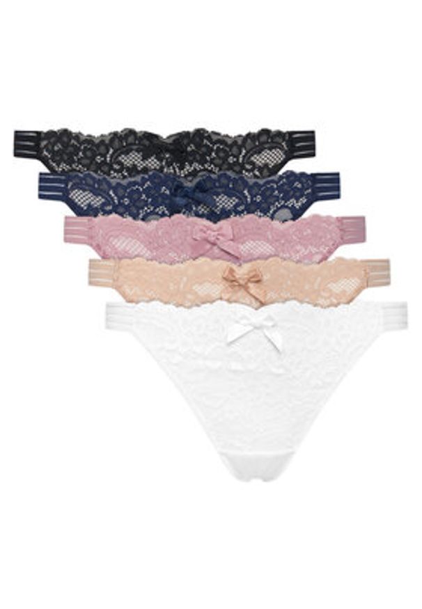 Hunkemöller Komplet stringów 302722 Kolorowy. Materiał: syntetyk. Wzór: kolorowy