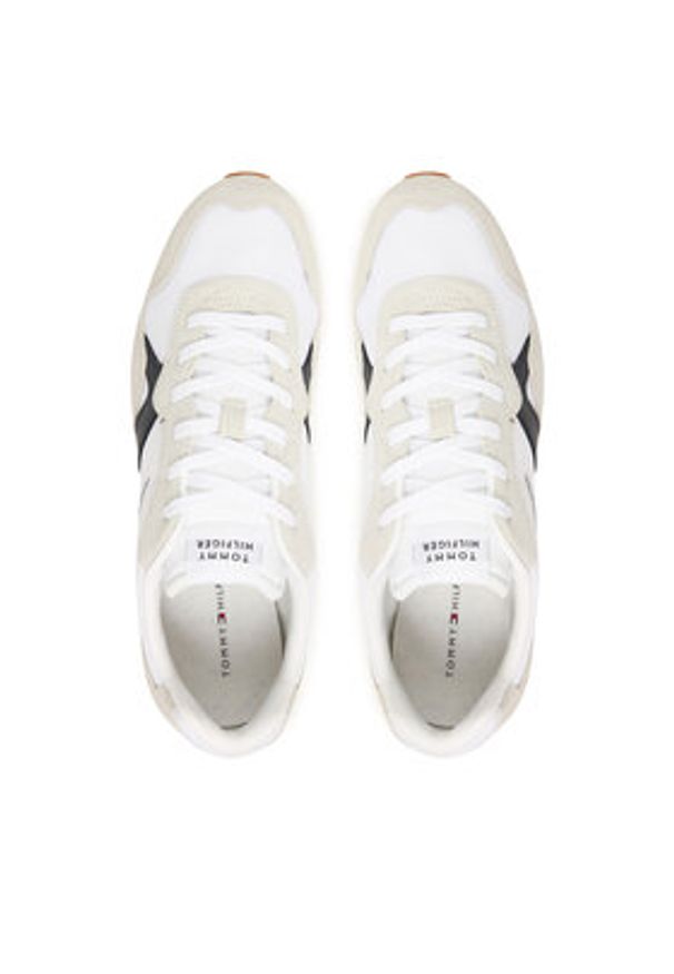 TOMMY HILFIGER - Tommy Hilfiger Sneakersy Runner Icon Mix FM0FM05679 Écru. Materiał: zamsz, skóra