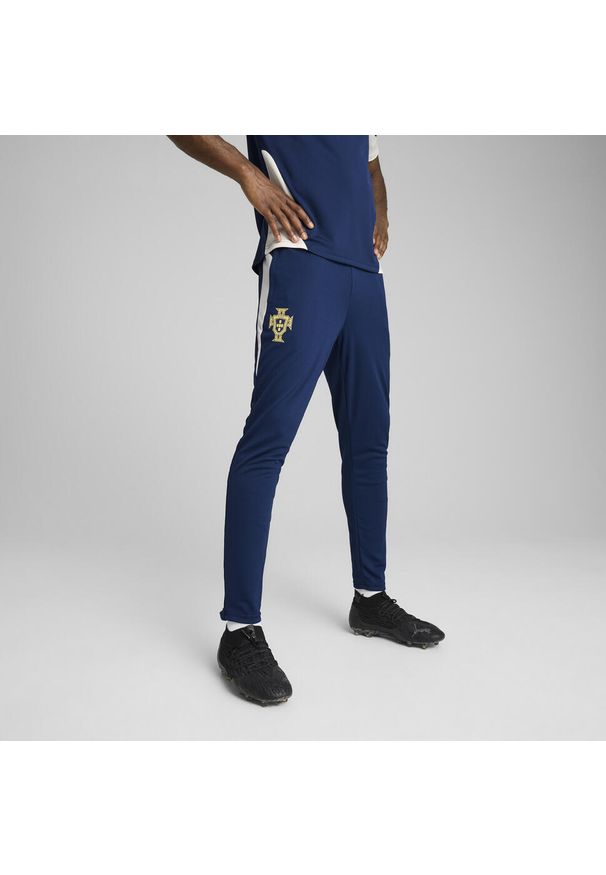 Puma - Męskie spodnie treningowe Portugalia PUMA Persian Blue Sugared Almond Beige. Kolor: niebieski, wielokolorowy, beżowy. Materiał: dresówka. Sport: piłka nożna