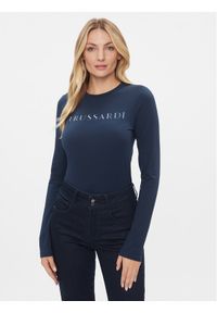Trussardi Jeans - Trussardi Bluzka 56T00594 Granatowy Regular Fit. Kolor: niebieski. Materiał: bawełna
