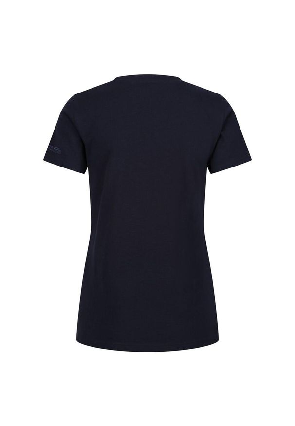 Regatta - T-shirt Damski Napisy Filandra VIII. Kolor: niebieski. Wzór: napisy. Sport: turystyka piesza