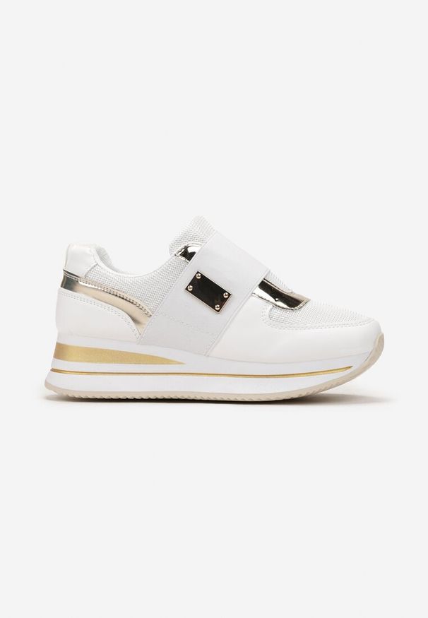 Born2be - Białe Sneakersy na Platformie z Szeroką Gumką Lemmitty. Kolor: biały. Obcas: na platformie