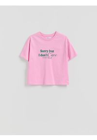 Reserved - T-shirt z nadrukiem - pastelowy róż. Kolor: różowy. Materiał: bawełna. Wzór: nadruk #1