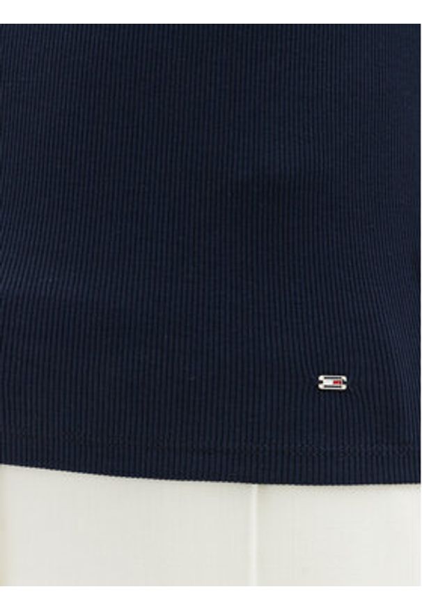 TOMMY HILFIGER - Tommy Hilfiger Top WW0WW44572 Granatowy Slim Fit. Kolor: niebieski. Materiał: bawełna
