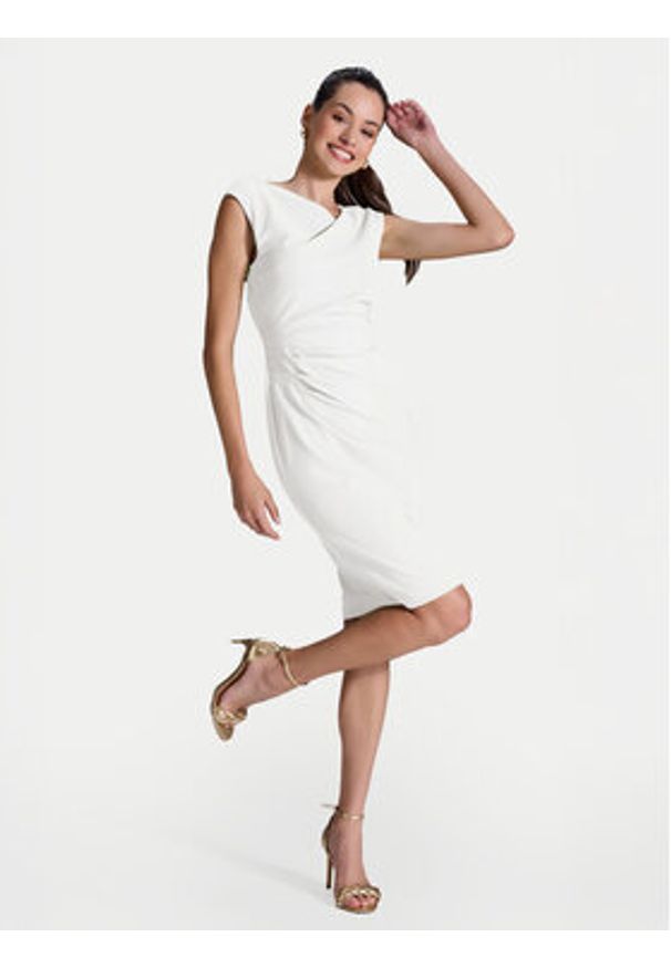 Swing Sukienka koktajlowa 5AI16700 Biały Slim Fit. Kolor: biały. Materiał: syntetyk. Styl: wizytowy