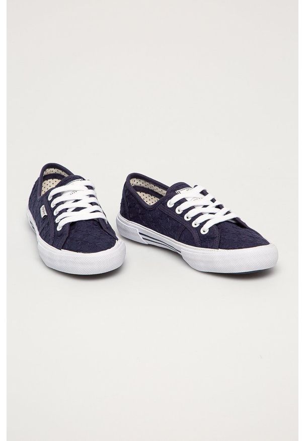 Pepe Jeans - Tenisówki Aberlady Lace. Nosek buta: okrągły. Zapięcie: sznurówki. Kolor: niebieski. Materiał: guma