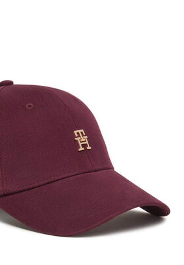TOMMY HILFIGER - Tommy Hilfiger Czapka z daszkiem Th Elevated Chic Cap AW0AW17631 Bordowy. Kolor: czerwony. Materiał: bawełna