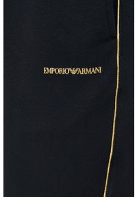 Emporio Armani spodnie dresowe kolor czarny z nadrukiem. Kolor: czarny. Materiał: dresówka. Wzór: nadruk #4