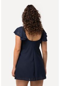 ULLA POPKEN - Damska Sukienka Kąpielowa rękawy motylki miękkie miseczki fiszbiny. Kolekcja: plus size. Kolor: niebieski. Materiał: elastan, poliamid, materiał