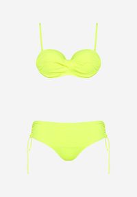 Born2be - Jasnozielone Bikini Dwuczęściowe z Majtkami Ściąganymi Troczkiem i Biustonoszem Namelia. Kolor: zielony