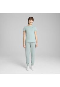 Puma - Damska koszulka ESS ELEVATED PUMA Modern Mint Green. Kolor: zielony. Wzór: aplikacja, haft