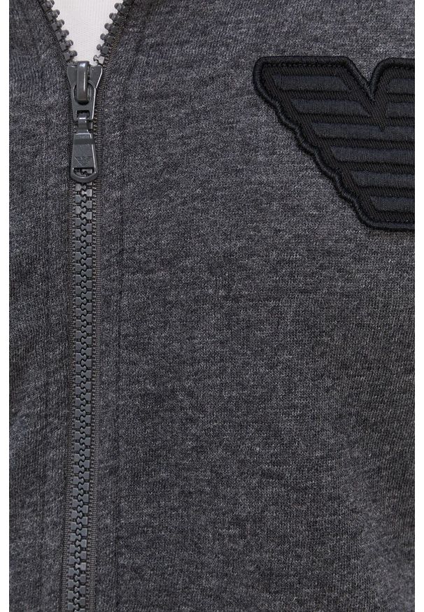 Emporio Armani Underwear Bluza męska kolor szary z kapturem gładka. Okazja: na co dzień. Typ kołnierza: kaptur. Kolor: szary. Materiał: dzianina. Wzór: gładki, aplikacja. Styl: casual
