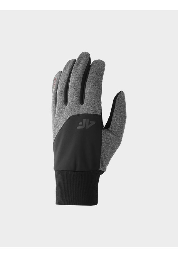 4f - Rękawiczki softshellowe Touch Screen uniseks - szare. Kolor: szary. Materiał: softshell, materiał, syntetyk. Technologia: Windstopper. Sezon: zima. Sport: turystyka piesza, narciarstwo