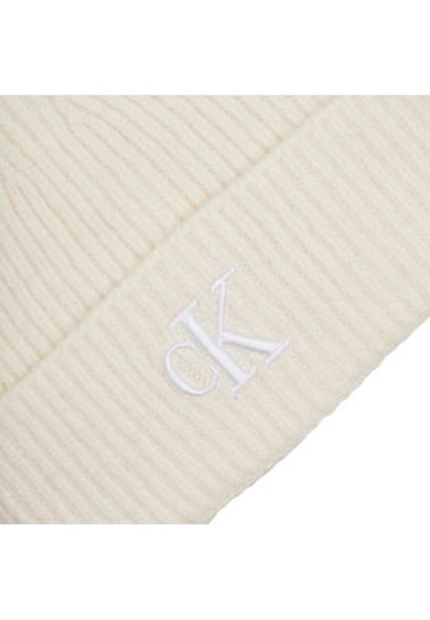 Calvin Klein Jeans Czapka Thick Embroidery Beanie K60K612321 Écru. Materiał: materiał