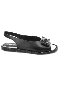 CheBello - Czarne Sandały Chebello Wsuwane Stylowe Obuwie Damskie. Zapięcie: bez zapięcia. Kolor: czarny. Materiał: skóra. Obcas: na płaskiej podeszwie. Styl: elegancki #5